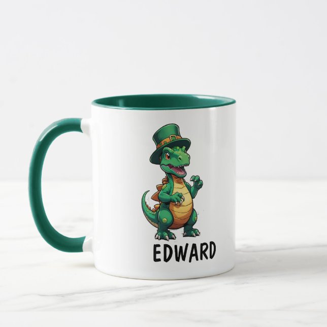 Caneca Dinossauro Dia de São Patrício verde (Esquerda)
