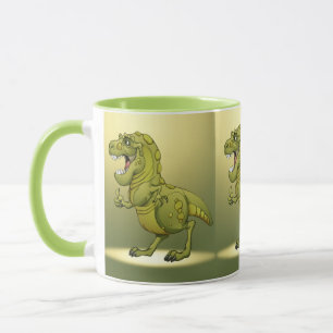 Caneca Dinossauro feliz dos desenhos animados que dá os