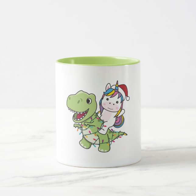 Caneca Dinossauro Natal Unicórnio Inverno T-Rex Dino Adul (Centro)