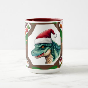 Caneca Dinossauro papai noel