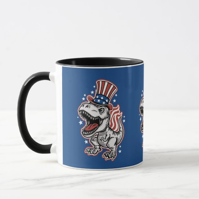 Caneca Dinossauro Patriótico Americano (Esquerda)