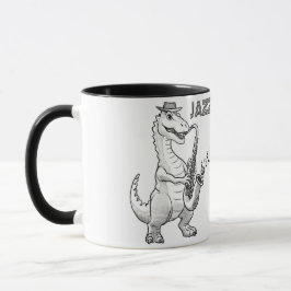 Caneca Dinossauro tocando saxofone Mug