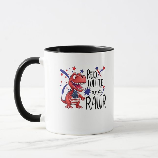 Caneca Dinossauro Vermelho Branco Ocidental (Esquerda)