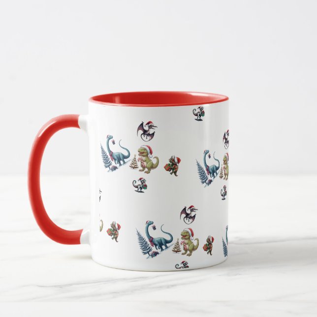 Caneca Dinossauros de Natal bonitos (Esquerda)