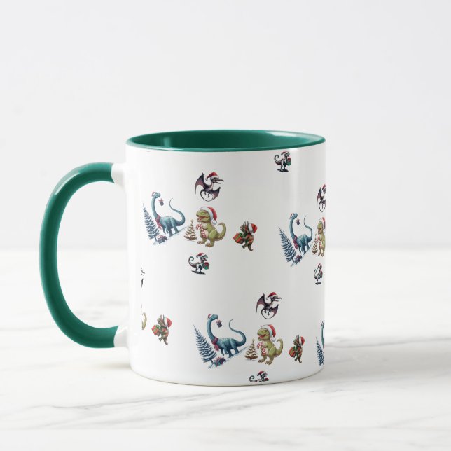 Caneca Dinossauros de Natal bonitos (Esquerda)
