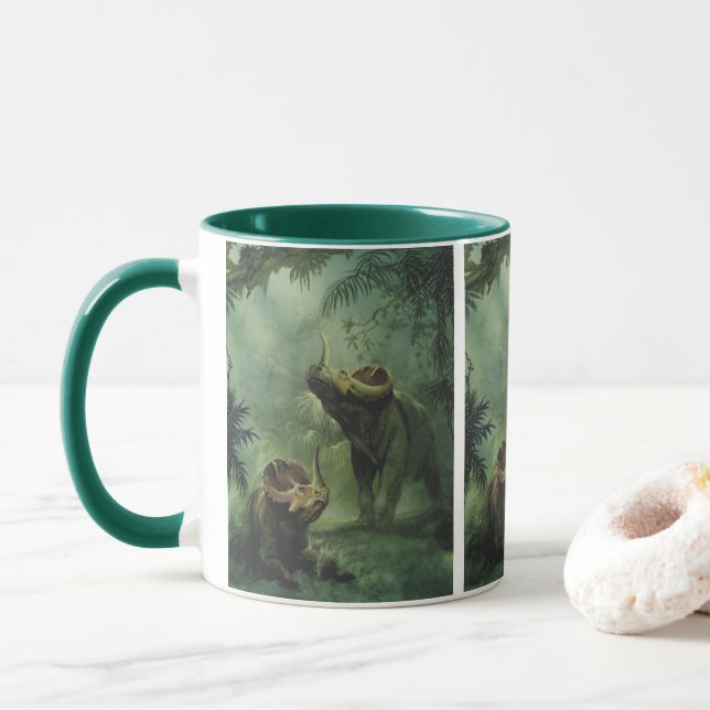 Caneca Dinossauros Vintage, Centrosauro na Selva (Com Donut)