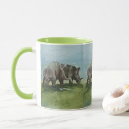 Caneca Dinossauros Vintage, Centrosaurus Grazing em Prado