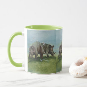 Caneca Dinossauros Vintage, Centrosaurus Pastando em Prad