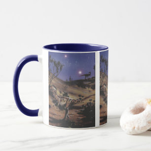 Caneca Dinossauros Vintage, Dilophosaurus em uma Noite Es