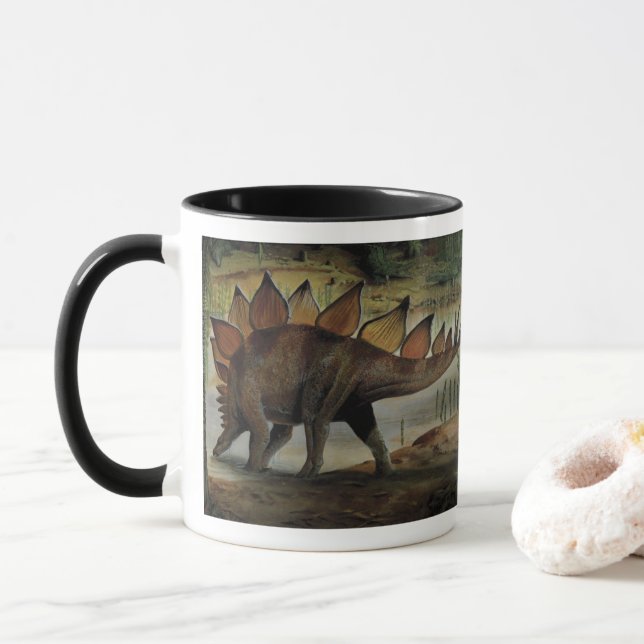 Caneca Dinossauros Vintage, Stegossauro, Cauda com Spikes (Com Donut)