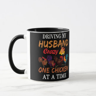 Caneca Dirigindo Meu Marido Uma Galinha Louca De Cada Vez
