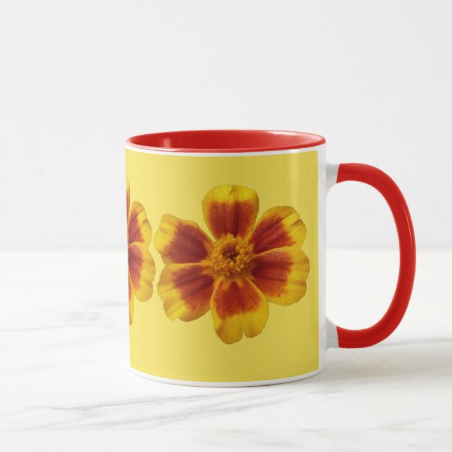 Caneca Disco Marigold Orange and Red Summer Flower (Direita)