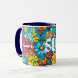 Caneca Disias Vibrantes de Padrão Floral Contemporâneo Ne