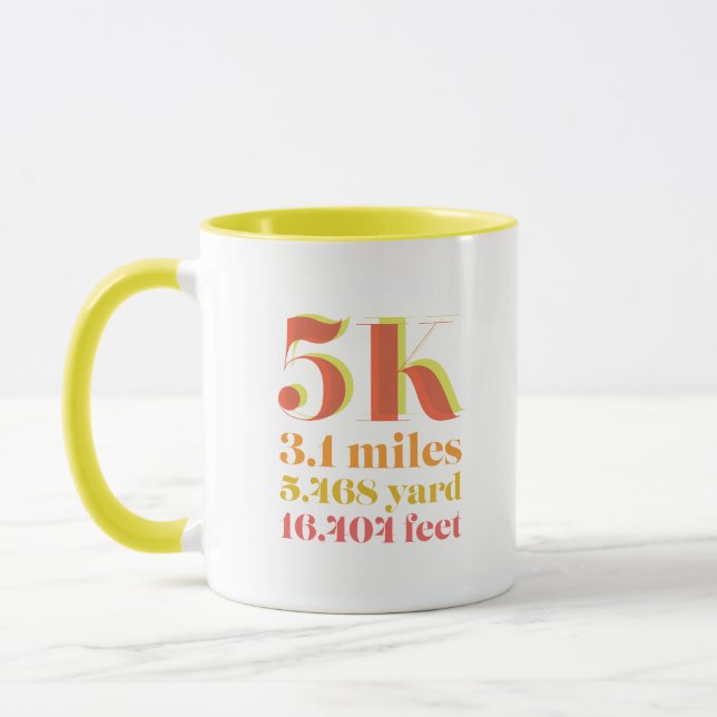 Caneca Distância de Raça de 5K Executando Foto Amarelo Ve (Esquerda)