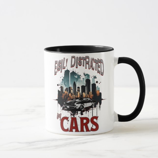 Caneca Distraído facilmente pelo carro da rua Cars Raceca (Direita)