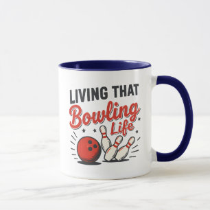 Caneca Dito engraçado de boliche Bola e pinos estilo retr