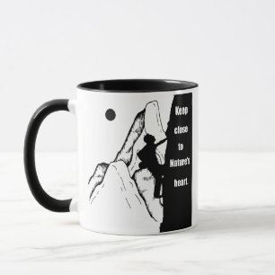 Caneca Dito motivacional de escalada de rocha