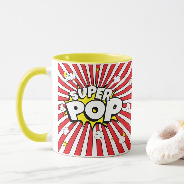 Caneca Diversão de POP SUPER! Pun | Pipoca e Estrelas | (Com Donut)