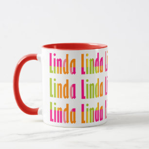 Caneca Diversão e cor brilhante Nome Personalizado "Linda