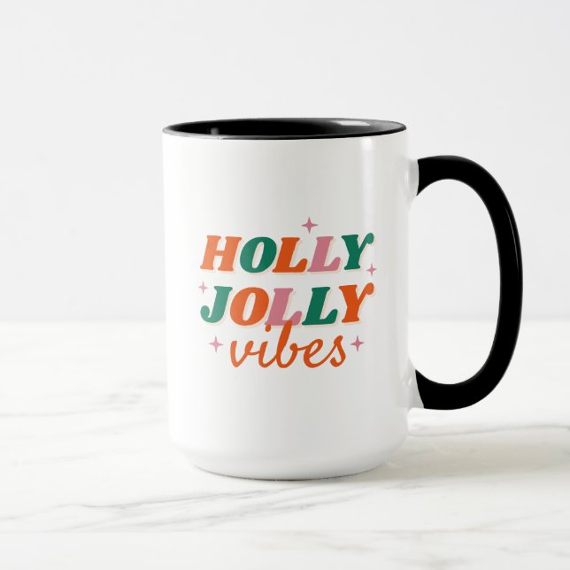 Caneca Diversão Holly Jolly Vibes Design de Natal (Direita)