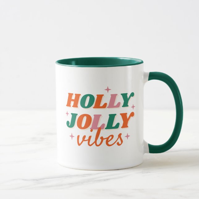 Caneca Diversão Holly Jolly Vibes Design de Natal (Direita)