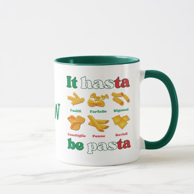 Caneca Diversão Itália IT HASTA BE PASTA Monograma (Direita)