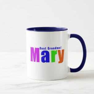 Caneca Diversão Personalizada Nome Colorido "Mary", Azul 