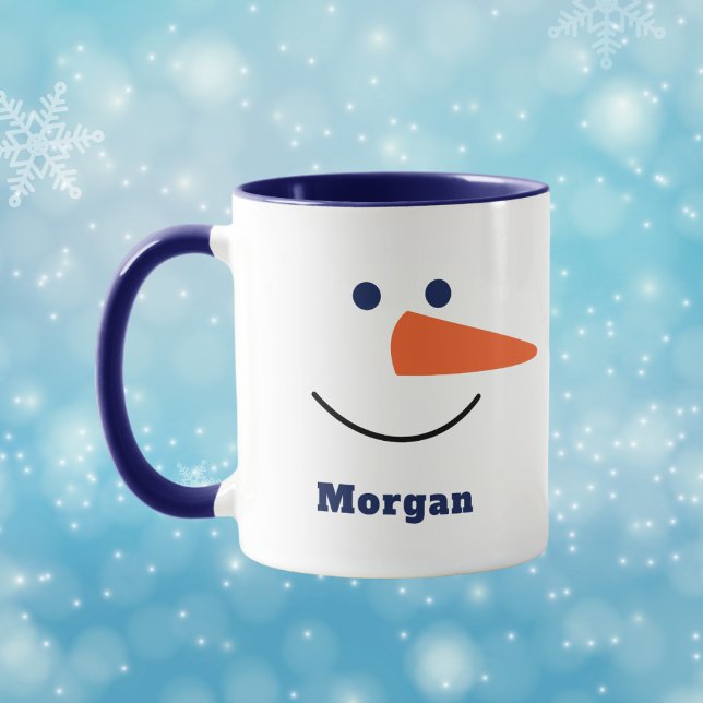 Caneca Diversão Única Trendência Feliz Snowman Nome Perso (Criador carregado)
