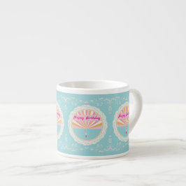Caneca Divertida de Aniversário, Arco-Íris Rosa Az