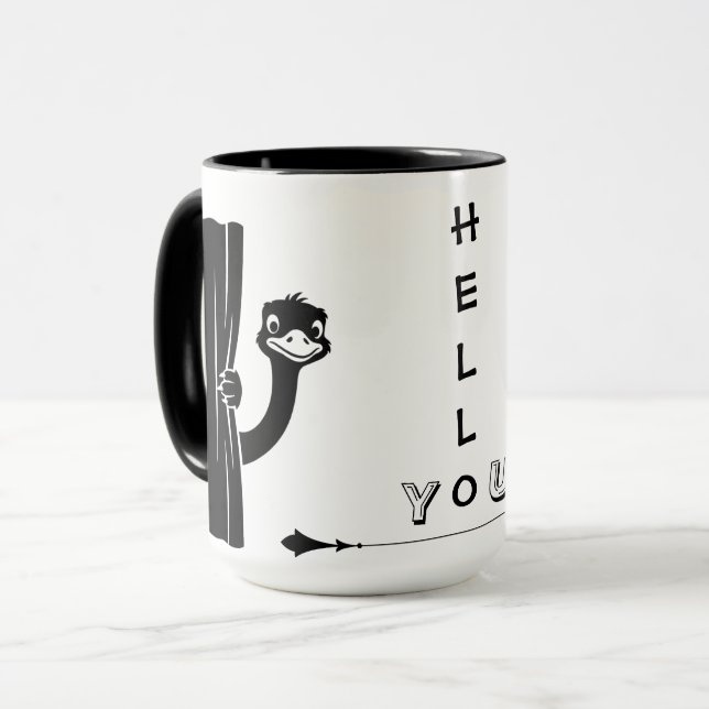 Caneca Divertida de Avestruz Peekaboo (Frente Esquerda)