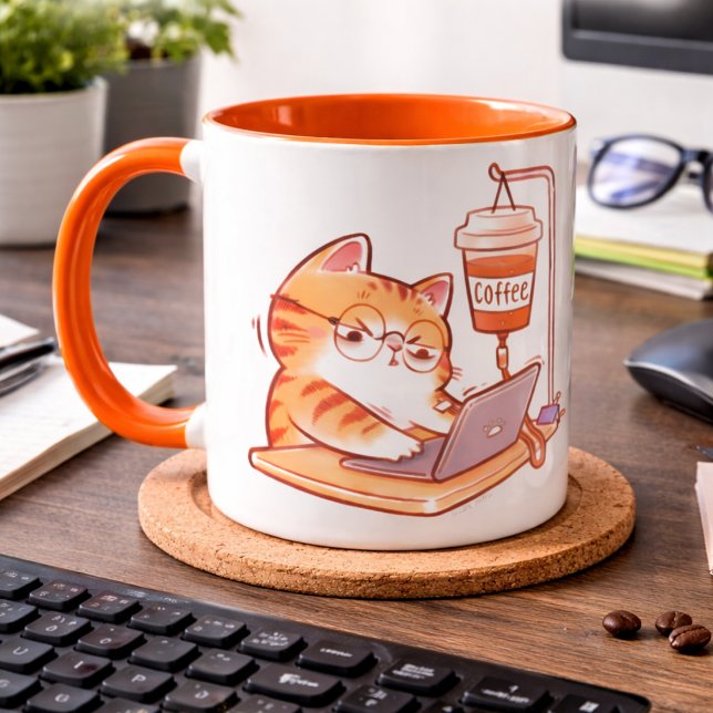 Caneca Divertida de Café com Gato, Programador Can (Criador carregado)