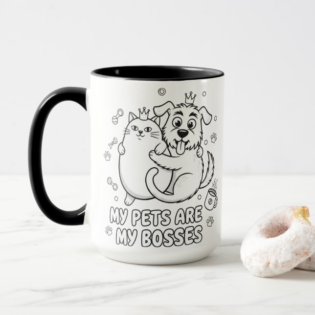 Caneca Divertida de Gato e Cachorro Presente para  (Com Donut)