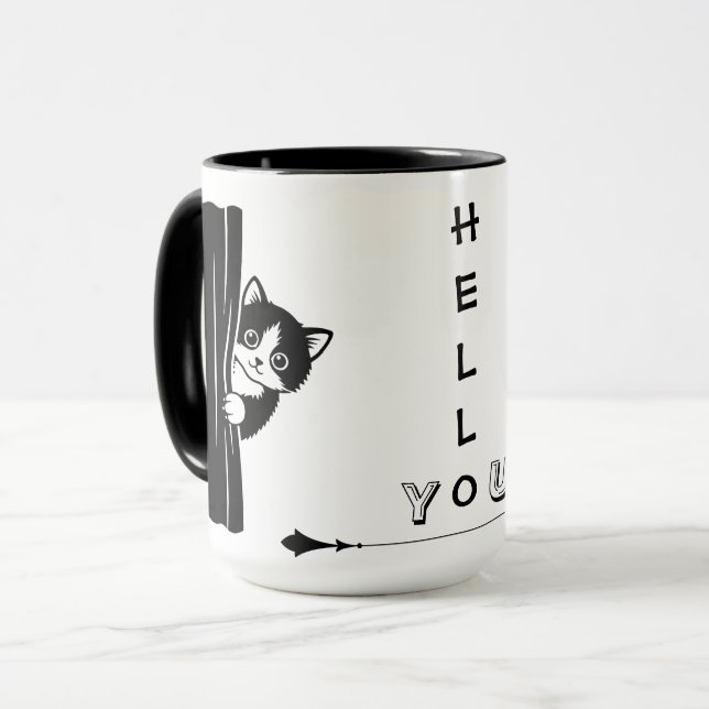 Caneca Divertida de Gato Peekaboo (Frente Esquerda)