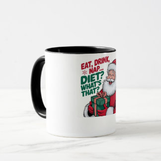 Caneca Divertida do Papai Noel de Natal Comer Bebe