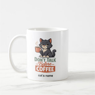 Caneca Divertida para Amante de Gatos e Café