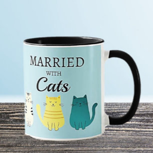 Caneca Divertida para Amantes de Gatos Casados