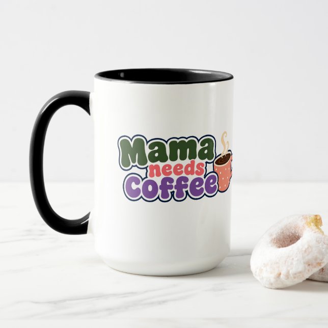 Caneca Divertida para Mãe que Precisa de Café (Com Donut)