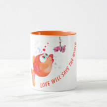 Caneca Divertida Peixe Feliz e Minhoca - Texto Per