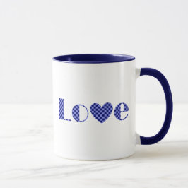 Caneca Divertido, Elegante AMOR e Coração em Arte Azul Ve