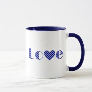 Caneca Divertido, Elegante AMOR e Coração em Arte Azul Ve
