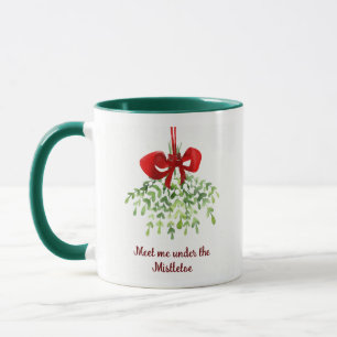Caneca Divertido Encontro Romântico sob o Natal de uma ci