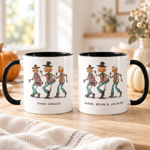 Caneca Divertido Halloween Personalizado Três Esqueletos