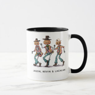 Caneca Divertido Halloween Personalizado Três Esqueletos