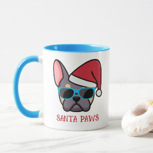 Caneca Divertido Lilás Bege Frenchie Papai Noel Patas Nat