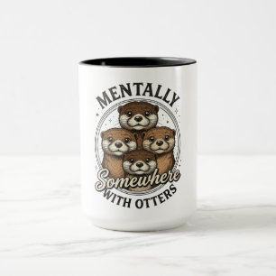 Caneca Divertido Mentalmente Em Algum Lugar Com Lontras