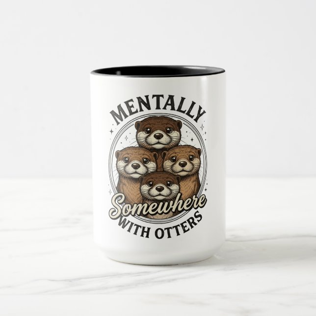 Caneca Divertido Mentalmente Em Algum Lugar Com Lontras (Centro)
