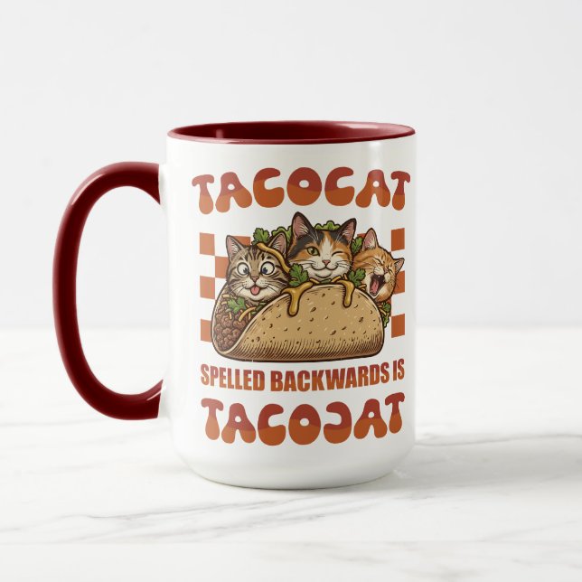 Caneca Divertido Tacocat Palíndromo Retro Cinco De Mayo (Esquerda)