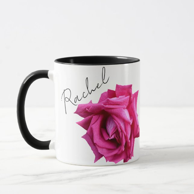 Caneca Divertimento floral de rosa cor-de-rosa quente com (Esquerda)