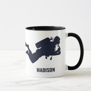 Caneca Divisor de Scuba de Nome e Texto Personalizado