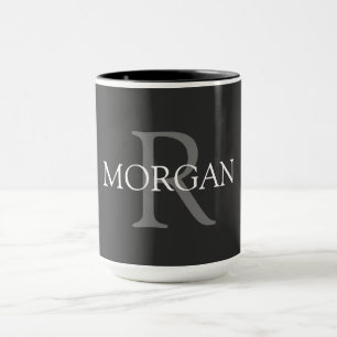 Caneca DIY Monograma & Name, Preto, Cinza e Branco